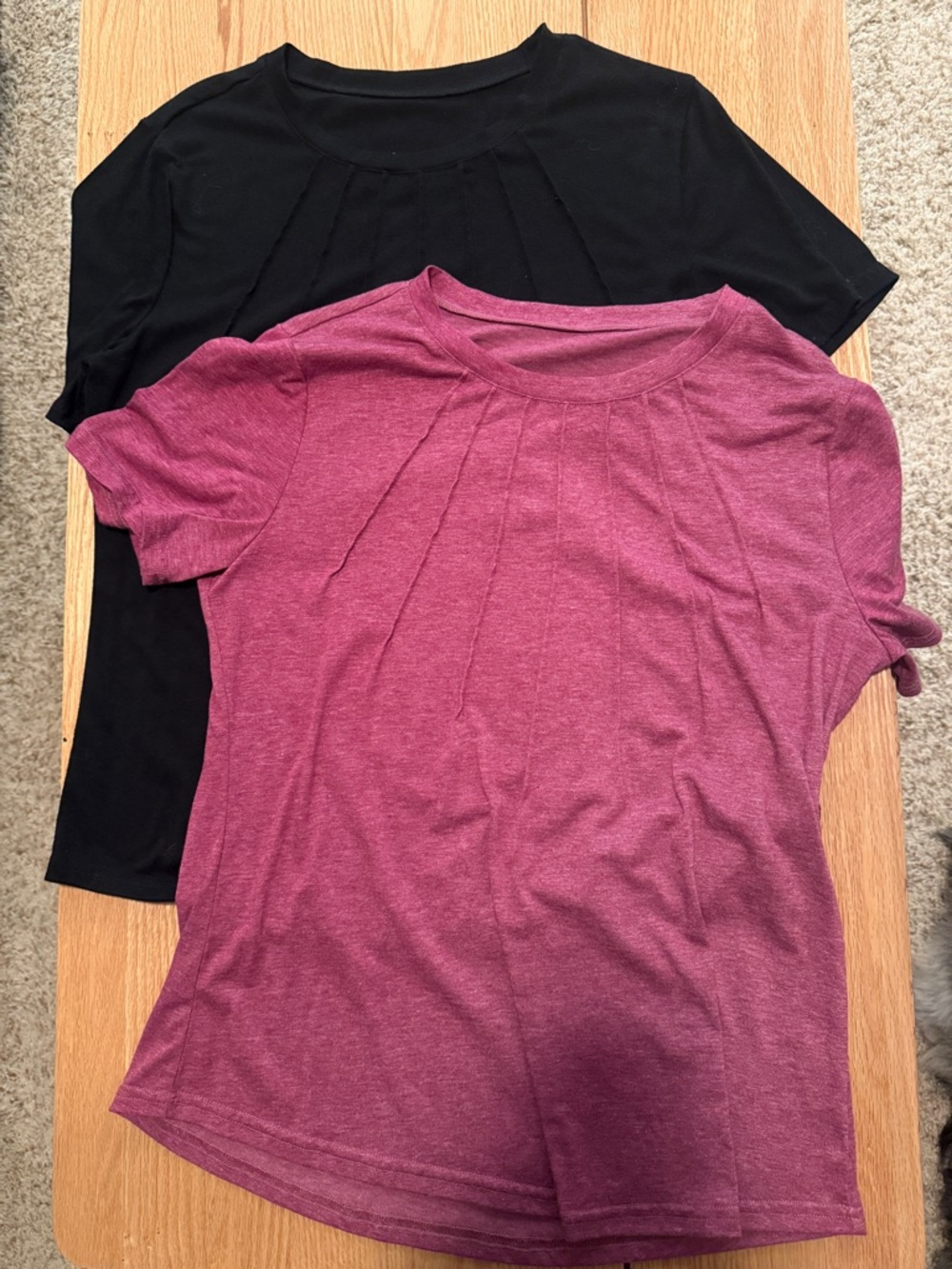 2-Pack Same Style Women’s Tops Size L Black & Burgundy Short Sleeve Tee Bundle